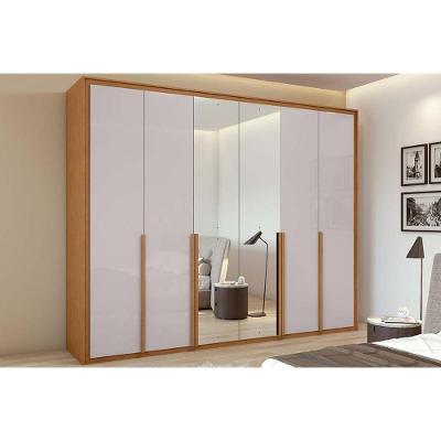 Guarda Roupa Casal 6 Portas (1 C- Espelho) E 6 Gavetas Imperatore Amêndoa-off White