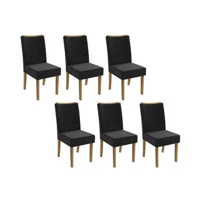 Cadeira Sala De Jantar 2cad129fr Kit 6 Un Freijo-suede Preto A038 - Kappesberg