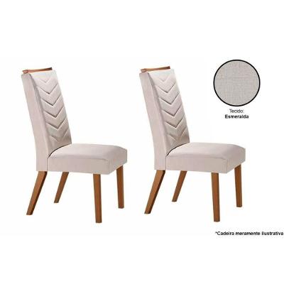 Kit 2 Cadeiras Sala Jantar Londrina 2 Un Madeira Capuccino-suede Creme - Rufato