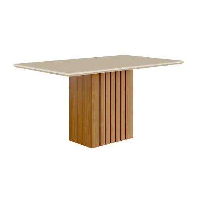 Mesa De Sala Jantar  Ana C- Tampo Madeirado C- Vidro 130x80cm Nature-off White - Cimol