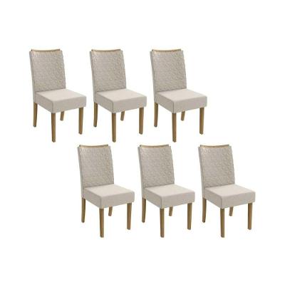 Cadeira Sala De Jantar 2cad129fr Kit 6 Un Freijo-linho Bege Claro A058 - Kappesberg