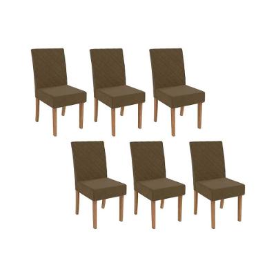 Cadeira Sala De Jantar 2cad133ng Kit 6 Un Nogueira-suede Marrom A033 - Kappesberg
