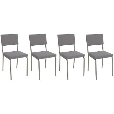 Cadeira Sala De Jantar Zaria 2c128 Kit 4 Un Niquel-cinza A050 Suede Suede - Kappesberg