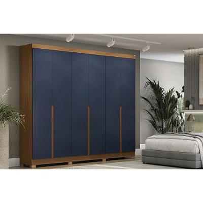 Guarda Roupa Casal 6 Portas E 3 Gavetas C- Pés Cb02r583 Canela-azul