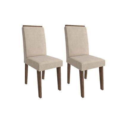 Kit 2 Cadeiras Sala Jantar Milena 2 Un Marrocos- Suede Bege - Cimol