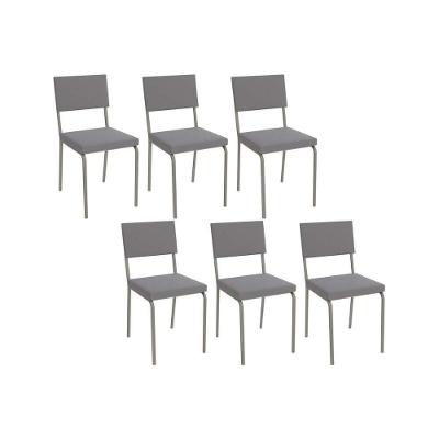 Cadeira Sala De Jantar Zaria 2c128 Kit 6 Un Niquel-cinza A050 Suede Suede - Kappesberg