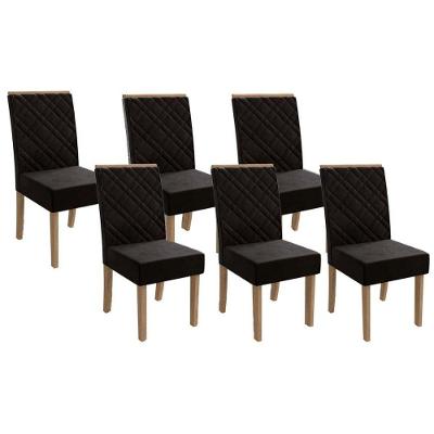 Cadeira Sala De Jantar 2cad149fr Kit 6 Un Freijo Assento-encosto Preto - Kappesberg