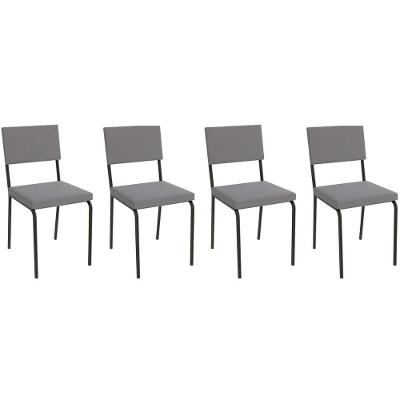 Cadeira Sala De Jantar Zaria 2c128 Kit 4 Un Preto Fosco-cinza A050 Suede Suede - Kappesberg