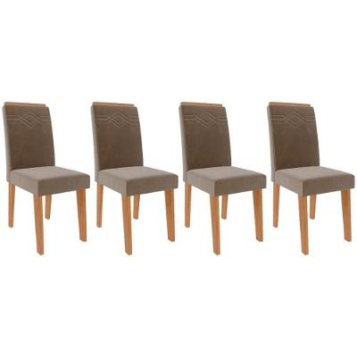 Cadeira Sala De Jantar Taís Kit 4 Un Nature-suede Joli Chocolate - Cimol