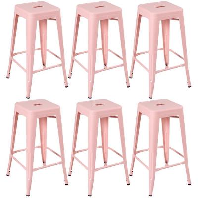 Kit 6 Banquetas Altas 76 Cm Rosa Antigo