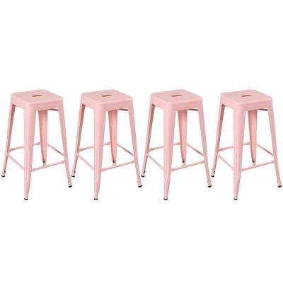 Kit 4 Banquetas Altas 76 Cm Rosa Antigo