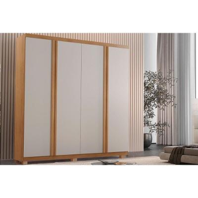Guarda Roupa Solteiro 4 Portas E 3 Gavetas C- Pés Gales Naturale-off White