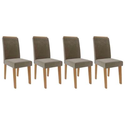 Cadeira Sala De Jantar Taís Kit 4 Un Nature-suede Joli Chocolate - Cimol