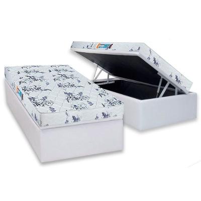 Conjunto Box Baú Solteiro Colchão Espuma Luckspuma D28 Celebrity Pró Saúde + Base Crc Courano White (88x188)
