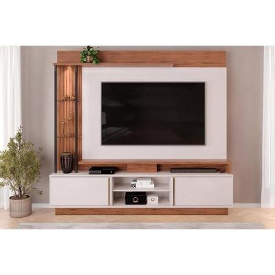 Home P/ Tv Até 70 Polegadas Martino C/ Prateleira Nichos E Rodapé 200x185cm Freijó/off White - Dj Móveis