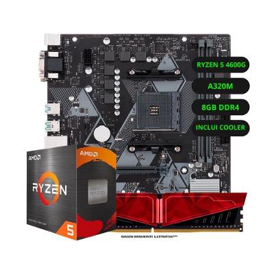 Kit Upgrade AMD Ryzen 5 4600G Vega 7 Placa Mãe A520 Memória RAM 16GB DDR4
