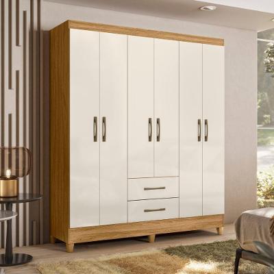 Guarda Roupa Casal Panamá 6 Portas Freijó Off White Moval