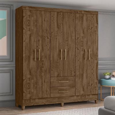 Guarda Roupa Casal Panamá 6 Portas Castanho Wood Moval