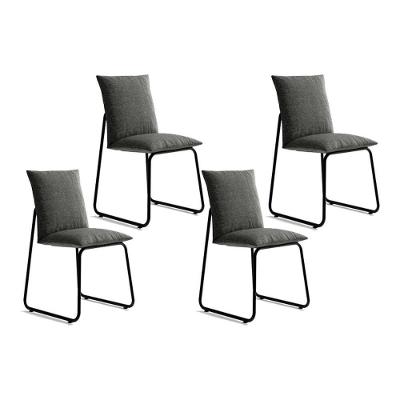 Cadeira Sala De Jantar Soft 1750 Kit 4 Uni Preto-linho Grafite - Carraro
