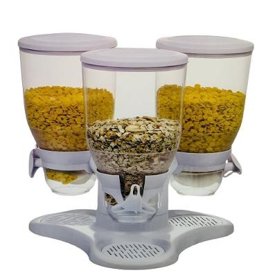 Dispenser De Cereais Triplo Giratorio Porta Mantimentos E Alimentos Graos Com 3 Potes De Mesa E Bancada Kangur