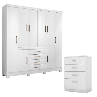 Cômoda Astral E Guarda Roupa Casal New Realce Branco - Demóbile