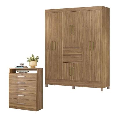 Cômoda Triunfo E Guarda Roupa Casal Munique Amêndola Touch - Demóbile