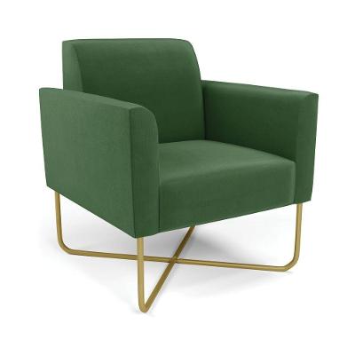 Poltrona Base X Industrial Dourado Marisa Suede D03 Verde