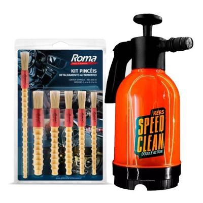 Kit Pulverizador Double Action Kers Pincel Detalhamento Snow