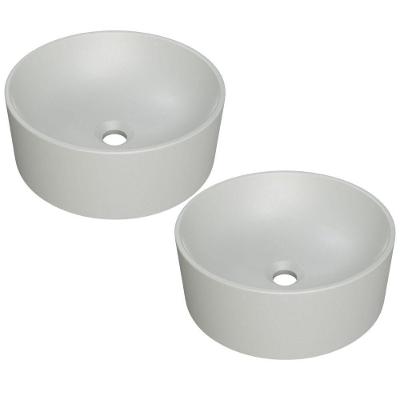 Kit 02 Cubas De Apoio Redonda Para Banheiro Lavabo C01 Bl34w Cinza Matte Fosca - Lyam
