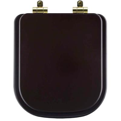 Assento Sanitário Poliéster Soft Close Quadra Marrom Fosco Para Vaso Deca Com Ferragem Dourada