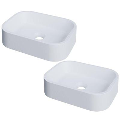 Kit 02 Cubas De Apoio Retangular Para Banheiro Lavabo C01 Br37w Branca Matte Fosca - Lyam