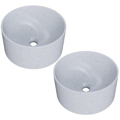 Kit 02 Cubas De Apoio Redonda Para Banheiro Lavabo C01 Bl30w Branco Granit Matte - Lyam