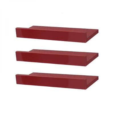 Kit 3 Prateleiras Porta Quadros 30 x 10cm Vermelha