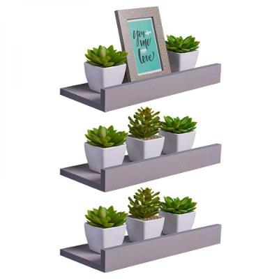 Kit 3 Prateleiras Porta Quadros 40 X 10cm Cinza Claro