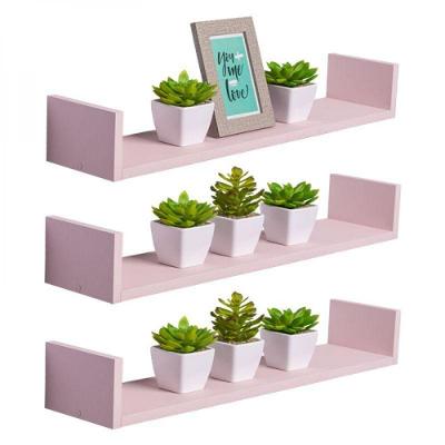 Kit 3 Prateleiras U 100 X 20cm Rosa Claro Suporte Invisível