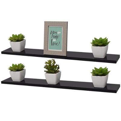 Kit 2 Prateleiras 50 X 10cm Preta Suporte Invisível