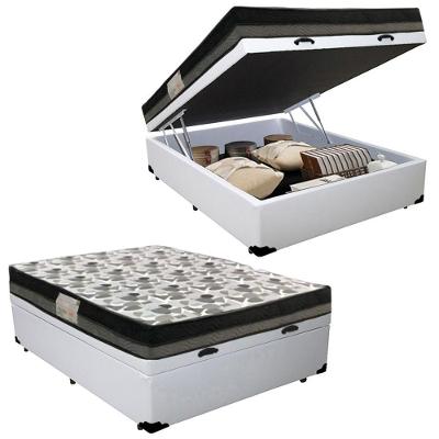 Cama Baú Casal Sintético + Colchão Casal Ortobom Iso Dupla Face 60x138x188 Cor:branco