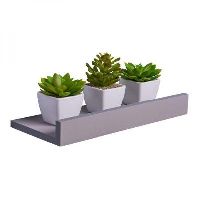Prateleira Porta Quadros 40 X 15cm Cinza Claro Suporte Invisível