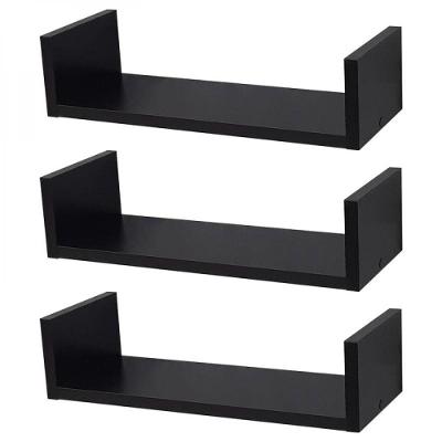 Kit com 3 Prateleiras U com Suporte Invisível 40X20cm Preta