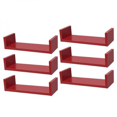 Kit 6 Prateleiras U 40 X 15cm Vermelha Suporte Invisível