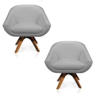 Kit 02 Poltronas GiratóRia Giovana Corino Base Madeira