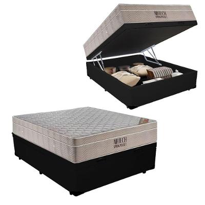 Cama Baú Casal Sintético + Colchão Casal Ortobom Airtech Molas Superpocket (65x138x188) preto