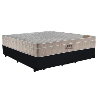 Cama Box Queen Bipartido Suede + Colchão Ortobom Airtech Molas Ensacadas 65x158x198 Cor:preto