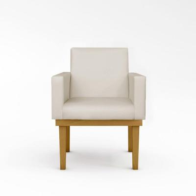 Poltrona Com Base Courino Quarto Recepção Escritório bege