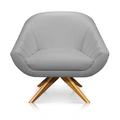Kit 02 Poltronas Giratória Giovana Corino Base Madeira Ma30