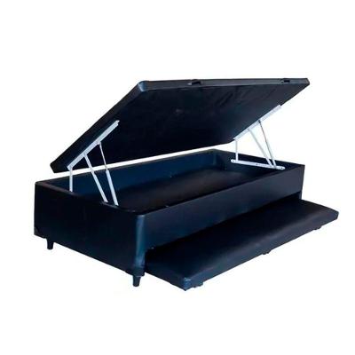 Cama Box Baú Auxiliar Solteiro Sintético Espuma 8cm 45x88x188 Preto