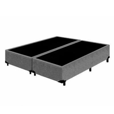 Base Box Blindado King Bipartido Homequeen Suede Cinza 40x193x203