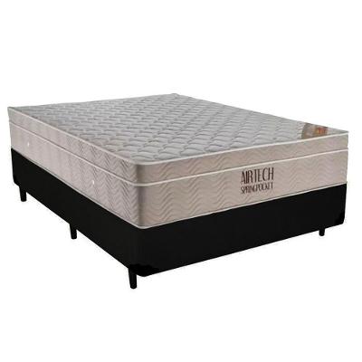 Cama Box Casal Suede + Colchão Casal Ortobom Airtech Molas Springpocket (65x138x188) Preto
