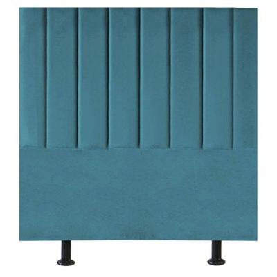 Cabeceira Estofada Cama Box Casal 140 Cm Mavie Suede Cor:azul Turquesa