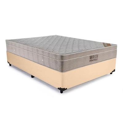 Cama Box Casal Sintético + Colchão Casal Ortobom Airtech Molas Springpocket (65x138x188) Bege